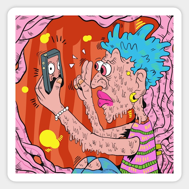 Dope melting man posing oh yea to the iphone illustration Sticker by slluks_shop